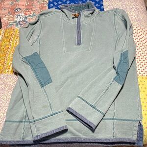 Fat Face Men's Light Green/Blue Zip Up Sweater